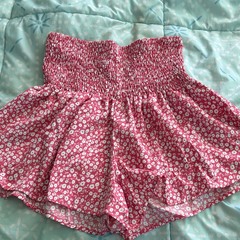 SHEIN Pink Floral High Waist Shorts (Size: S)